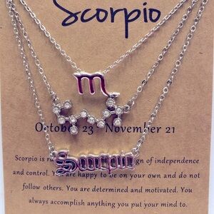 Zodiac Scorpio 3 necklace Silvertone Set